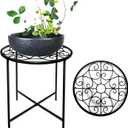15" Tall Metal Plant Stand, 11" Wide Round Plant Stand for Flower Pots Up to 100lbs, Rustproof Iron Plant Holder for Indoor Outdoor Use, Easy Assemble Flower Stand for Home Garden Display Greenery
