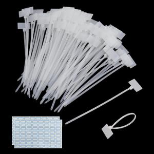 Oedema 100 Pcs 3mm x 165mm Cable Label Marker Tags 6.5 Inch Length Writable Self-Locking Wire Labels Zip Ties for Indoor Outdoor Use, White