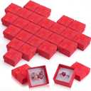 Bucherry 72 Pcs Ring Boxes Bulk Cardboard Jewelry Gift Box with Ribbon Bow Small Gift Wrapping Case for Wedding Earring Necklace Display(Red)