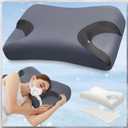 IKSTAR 5.0 CPAP Pillow for Side Sleeper - Adjustable Height/Neck Support - Memory Foam Pillow Suitable for All CPAP Mask Users-Ideal for Side Back Sleeper-Reduce Air Leaks (Large-25.2"L*14.9"W*(5.5"/4.7")H, Dark Gray)