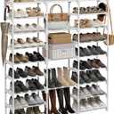 WOWLIVE 9 Tiers Large Shoe Rack White Shoe Rack Organizer for Closet 50-55 Pairs Stackable Heavy Duty Shoe Shelf Shoe Storage with Metal Pipes Plastic Connectors