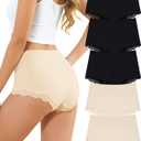 LEVAO Womens Boxer Briefs Panties High-waisted Full Coverage Boy Shorts Underwear 5 Pack (Large, Black*3+apricot*2)