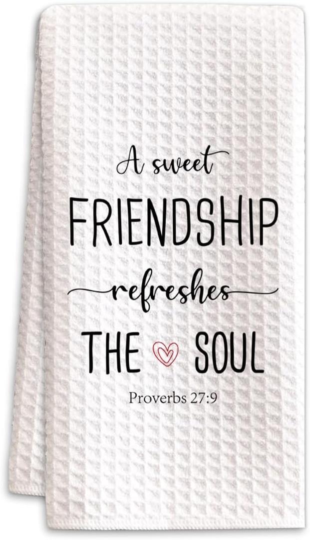 A Sweet Friendship Refreshes The Soul, Christian Gifts for Women Friends, Friendship Gifts for Christian Kitchen Towel Hand Towels, Hostess Gifts (Color_01)