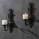 GAKA Wall Sconce Candle Holder Set of 2 Gothic Metal Candle Sconce Black Candle Holders Vintage Wall Mount Candle Holders Decorative, Black
