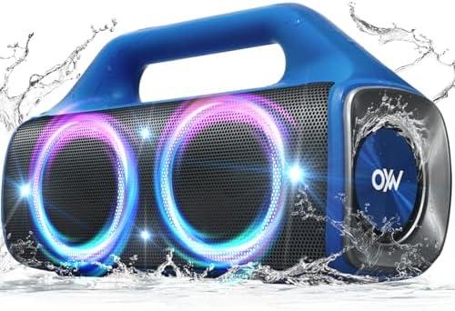 OYW IPX67 Waterproof Bluetooth Speaker:80W(Peak) Loud Outdoor Portable Wireless Party Speakers with LED Lights,20H Playtime,Bluetooth 5.3,Deep Bass & TWS for Pool,Beach