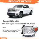 Headlights Assembly for 2016-2021 Toyota Tundra w/LED DRL w/Level Adjuster
Replacement Headlamp Driver Passenger Side, Chrome Housing Amber Reflector