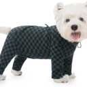 Dog Fleece Onesie for Cold Winter, Stretchy Dog Winter Bodysuit Adjustable Puppies Jumpsuit Doggie Pajamas Pet Clothes, Dark Green, 2X-Large