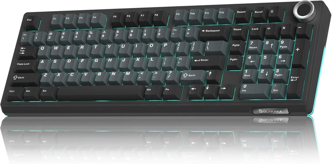 SOLAKAKA KI99 Pro Wireless Mechanical Keyboard Quiet Switch,Hot Swappable PreLubed Switches Silent Keyboard with RGB Backlit,Gasket Structure Computer Gaming Keyboards(BlackBlue, Silent Switch)