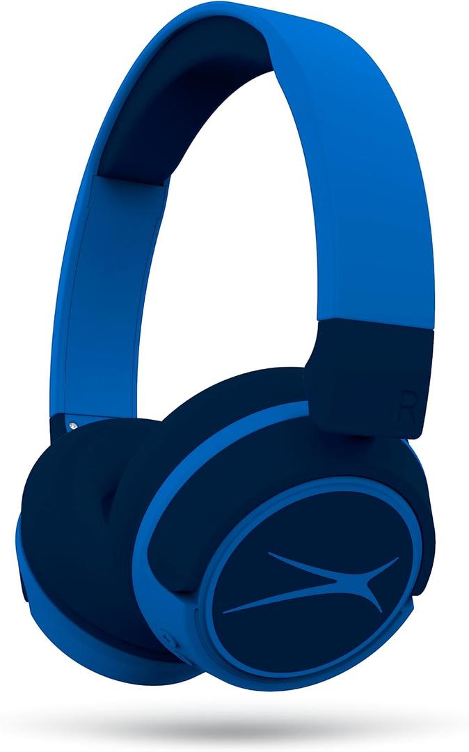 Altec Lansing Kid Safe 2-in-1 Wireless Bluetooth Headphones - Crystal Clear Sound, Safe Volume Limiting, Foldable Design - Enjoy Audio and Protect Your Child's Hearing (Knight Blue)
