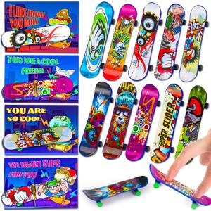 28PCS Finger Skateboards Valentines Cards for Kids School Classroom Funny Fidget Toys Valentine Exchange Gifts for Toddlers Boys Girls Student Party Favor Goodie Bag Stuffers
