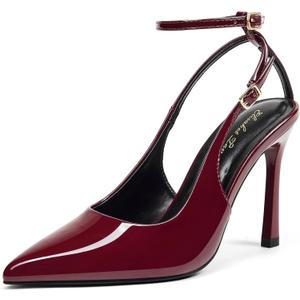 Elisabet Tang Cute Women's 10cm Double Adjustable Ankle Strap Heeled Pumps, Sexy 4Inch Pointed Toe Slingback Stiletto Heels for Elegant Formal Wear, 8.5