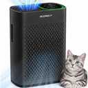 Black Air Purifier for Home Large Room Up to 2,400 Ft², 3-Stage True HEPA Filtration with Real-Time PM2.5 Display, 360° Airflow, Auto Mode, Touch Control & Quiet 20dB Sleep Mode