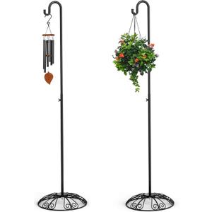 2 Pack 37" - 59" Adjustable Shepherds Hooks Stand, Hanging Wind Chimes, Hummingbird Feeders, Lanterns, Plants and Wreath, Suitable for Outdoor Indoor, Holds Up to 11 LBS