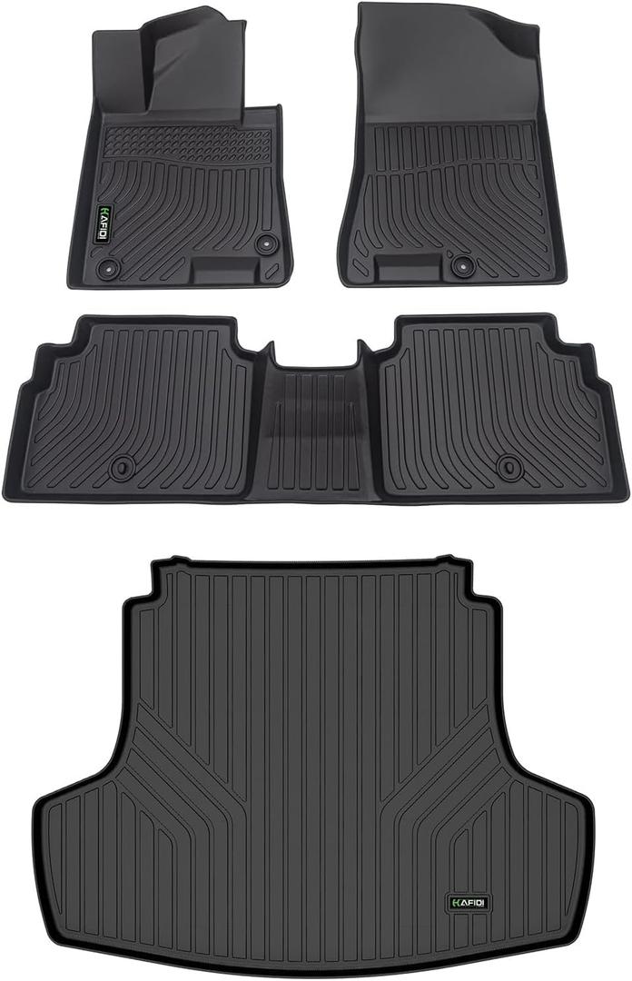 HAFIDI Floor Mats & Cargo Liner Set Fit for 2021-2026 Kia K5 (Only FWD Models)& 2020-2026 Hyundai Sonata & Sonata Hybrid All Weather TPE Anti-Slip Car Full Set Floor Liners Custom Accessories - Black