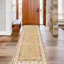 TOPRUUG Washable Runner Rug 2x7 - Hallway Runner Rug Kitchen Rugs and Mats Non Skid Washable Waterproof Carpet Runner for Living Room Bedroom Bathroom (Gold, 2X7)