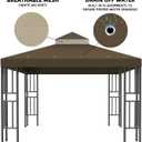 Sumfaller 10x10 FT Gazebo Replacement Canopy Top Cover Double Tiered Canopy Top Cover for Outdoor BBQ Roof Cover Grill Shelter (Dark Brown)