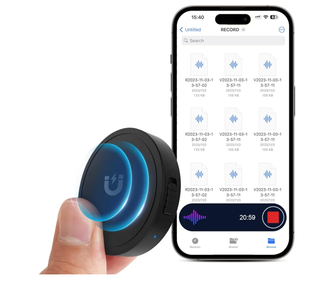 132G (9800 Hour) Voice Activated Recorder - Elasound Voice Recorder with AI-Intelligent Triple Noise Reduction, Portable Audio Recorder for Work, Lectures, Meetings, 100H Continuous Recording Device