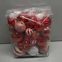 Christmas Ball Ornaments Set Assorted Shatterproof Ornaments 63 PCS Shaped Styles Xmas Tree Holiday Decorative,Red