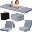 MeMoreCool Foldable Floor Mattress for Kids, Glow Dinosaur Trifold Nap Mat for Toddlers, Portable Sleeping Futon for Daycare or Floor Bed, 57x22 Inch