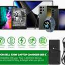 130W USB C Laptop Charger Compatible with Dell Computer XPS 15 17 9575 9500 9510 9520 9530 9700 9710 9720 9730,Precision 5470 5480 5550 5560 5530 5570 5750 5760 5770 3550 3560 3570 3571 2in1,Latitude