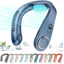 Neck Fan Air Conditioner,Personal Cooling Device,Neck Air Conditioners Portable Neck AC Rechargeable Battery Powered,USB Silent Headphones Round Leafless Necklace Fan for Women Men Adults Kids Blue