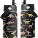 Dinosaur Gifts, 16 oz Water Bottle with Straw Lid, Stainless Steel Insulated Water Bottle for Travel Outdoor, Dinosaur Cup for Dinosaur Lovers