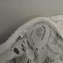 Women's White Lace Neck Short Sleeve Blouse Layered Asymmetric Hem Casual Top (5X-Large)