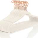 MIZGI Ivory Velvet Hangers 100 Pack Non Slip Heavy Duty Rose Gold Hooks