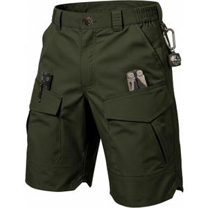 Men's Cargo Shorts, Waterproof Ripstop Stretch Tactical Shorts Casual Hiking Golf Outdoor Work Shorts with Pockets (No Belt) (Green, M)