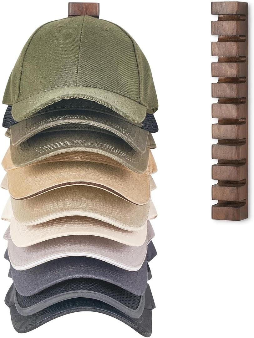 Mkono Hat Organizer for Baseball Caps, Hat Rack for Wall Hold Up to 10 Hats, Hat Holder On Wall Ball caps Storage Organizer Display for Door, Closet, Entryroom, Laundry Cap Organization
