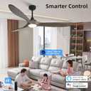 Ceiling Fan with Lights, 72'' Solid Wood Indoor/Outdoor Ceiling Fan with Quiet Reversible DC Motor, Control with WIFI Alexa App, 3CCT Dimmable, 6 Speeds Dark Brown Outdoor Fan for Patio Porch