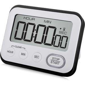Digital Kitchen Timer Magnetic Loud Alarm, Large LCD Screen Silent/Beeping Multi-Function for Teachers Classroom Kids, Black
