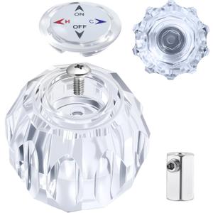 RP41661 Shower Faucet Handle Replacement Kit, Compatible with Delta and Peerless Single Handle Tub Faucets, Includes Button, Screw, Connector, Set Screw, Clear Acrylic