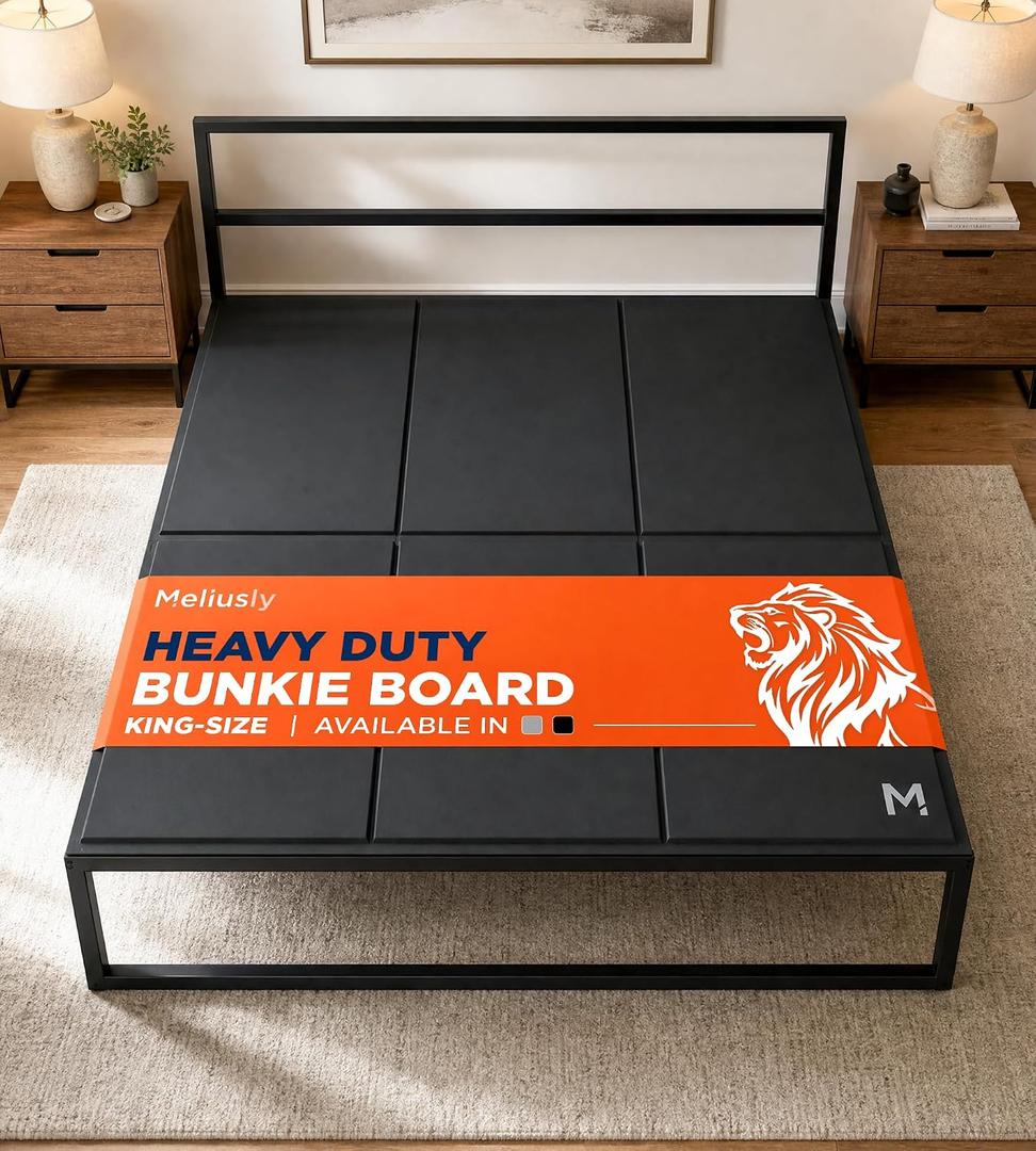 Heavy Duty Bunkie Board King Size (76x80) - Under Bed Support, Black