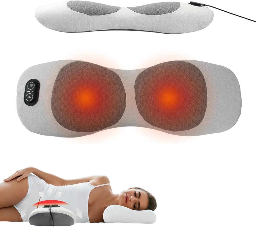 Smooth Spine Triple Fusion Back Massager, Vibration Massageback Massager with Heat & Adjustable Traction, Ergonomic Design with Adjustable Height Lower Back Pain Relief & Deep Tissue Relaxation