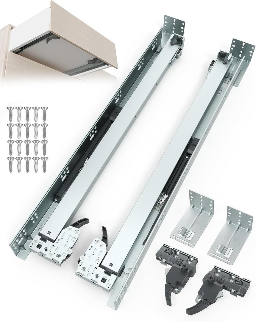 Chibery 6 Pair 21 Inch 5D Undermount Soft Close Drawer Slides, Full Extension, Locking Device, Rear Mount Brackets, Concealed Bottom Mount Rails Runners for face Frame Cabinet, 100 LB Load Capacity