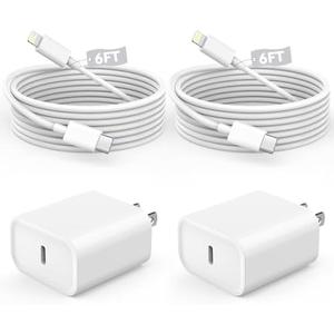 Fast Charger iPhone,iPhone Charger Fast Charging 2Pack USB C Wall Charger Block Fast i Phone Chargers 6FT Type-C USB C to Lightning Cable Cord for iPhone14/14Plus/13/12/11 Pro Max,Mini,8,iPad/AirPods