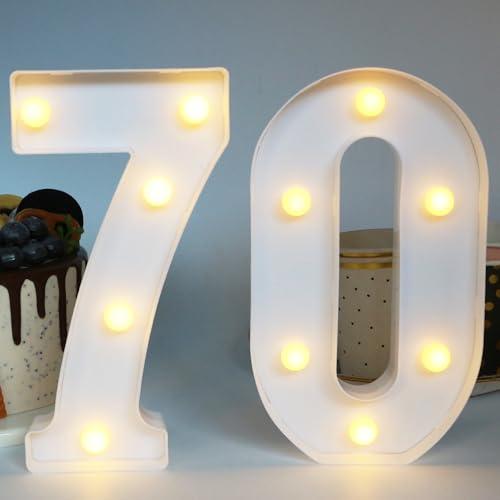 H: 7.88 inches Light Up Numbers 70 Sign for Party Decor, 70th Birthday Decorations for Women, 70th Birthday Centerpieces Table Decorations for Men