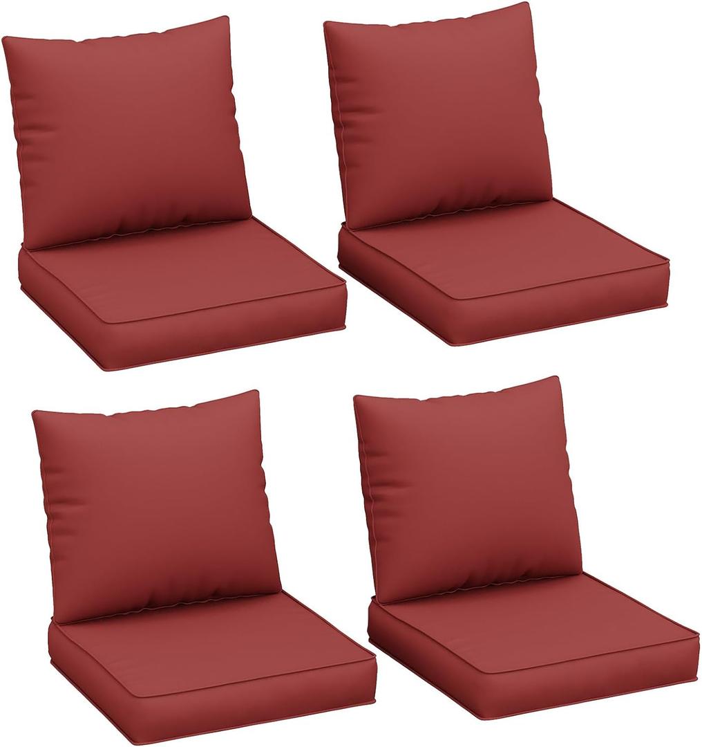 UDPATIO Outdoor Cushions for Patio Furniture, 4'' Replacement Cushions for Outdoor Furniture, 4 Seat Water-Resistant Outdoor Sectional for Sofa Couch Chair (Burgundy)