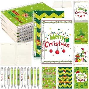 Thenshop 36 Pcs Christmas Notepads with Pens Notebook Merry Christmas Memo Cute Christmas Notepads Bulk Xmas Ballpoint Pen Christmas Note Pads Set for Christmas Office Coworker Gifts