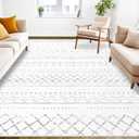 Area Rug Living Room Rugs 5x7 - Large Soft Boho Geometric Rugs, Non-Slip Foldable Washable Area Rug Non Shedding Morden Indoor Floor Carpet for Bedroom Office Dining Room (Dark Grey,5' x 7')