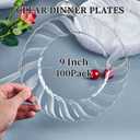 FOCUSLINE 100 Count Clear Plastic Plates 9 Inch, Disposable Heavy Duty Dinner Plates- Premium Hard Plastic Plate Fancy Disposable Clear Plates for Weddings, Parties and Events, 9" Round Plates