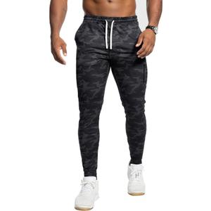 AhaAha Selected Men's Softest Performance Athletic Workout Jogger Sweatpants Cycling Fitness Running with Zipper Pocket (Camouflage) S
