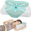 DONAMA Cervical Pillow for Sleeping, Contour Memory Foam Pillow for Neck and Shoulder Support, Ergonomic Neck Pillow for Side Back Stomach Sleepers, Bed Pillows with Cooling Silk Pillowcase (Light Green)