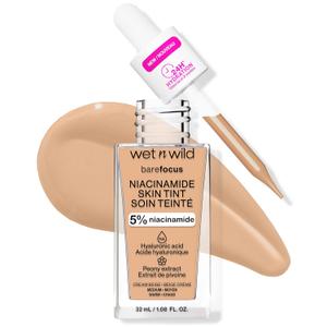 wet n wild Bare Focus Skin Tint, 5% Niacinamide Enriched, Buildable Sheer Lightweight Coverage, Natural Radiant Finish, Hyaluronic & Vitamin Hydration Boost, Cruelty-Free & Vegan - Cream Beige (Pack of 1)