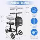 Aojin Knee Scooter for Adults for FootInjuries, 300lbs Capacity, All Terrain Foldable Knee Scooter Walker with Bag, 13" Wide Pu Seat, Compact Crutches Alternative (Black)