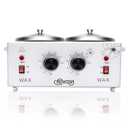 Double Wax Warmer Professional Electric Wax Heater Machine for Hair Removal, Dual Waxing Pot Paraffin Facial Skin Body SPA Salon Equipment with Adjustable Temperature Set (White-Double Pot)
