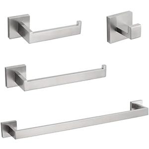 VELIMAX Premium Stainless Steel 4 Pieces Bathroom Hardware Accessories Set Wall Mounted Towel Bar Set, Brushed, 23.6-Inch VELIMAX Premium Stainless Steel 4 Pieces Bathroom Hardware Accessories Set Wall Mounted Towel Bar Set, Brushed, 23.6-Inch