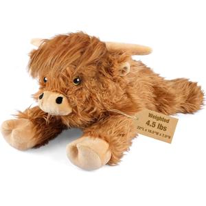 22" & 4.5 lbs Highland Cow Weighted Stuffed Animal, Cuddly & Soft Kids' Plush Toy Pillows for Companion, Large Plushies with Removable Ceramsite Bag, Gifts for Adults, Kids, Boys and Girl