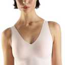 Calvin Klein Women's Invisibles Comfort Seamless Lightly Lined V Neck Bralette Bra Size M, Nymph's Thigh